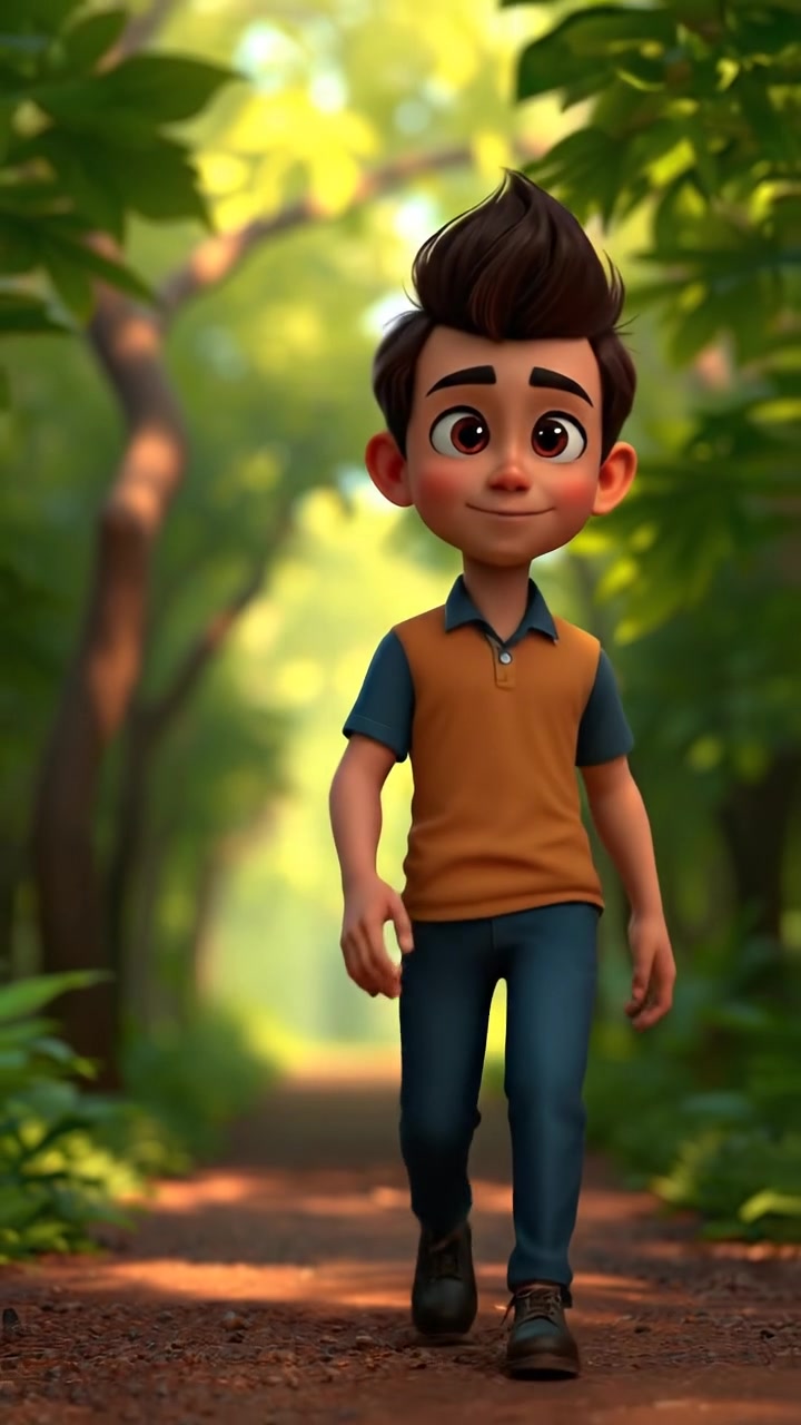 प्यारा कार्टून लड़का पार्क में