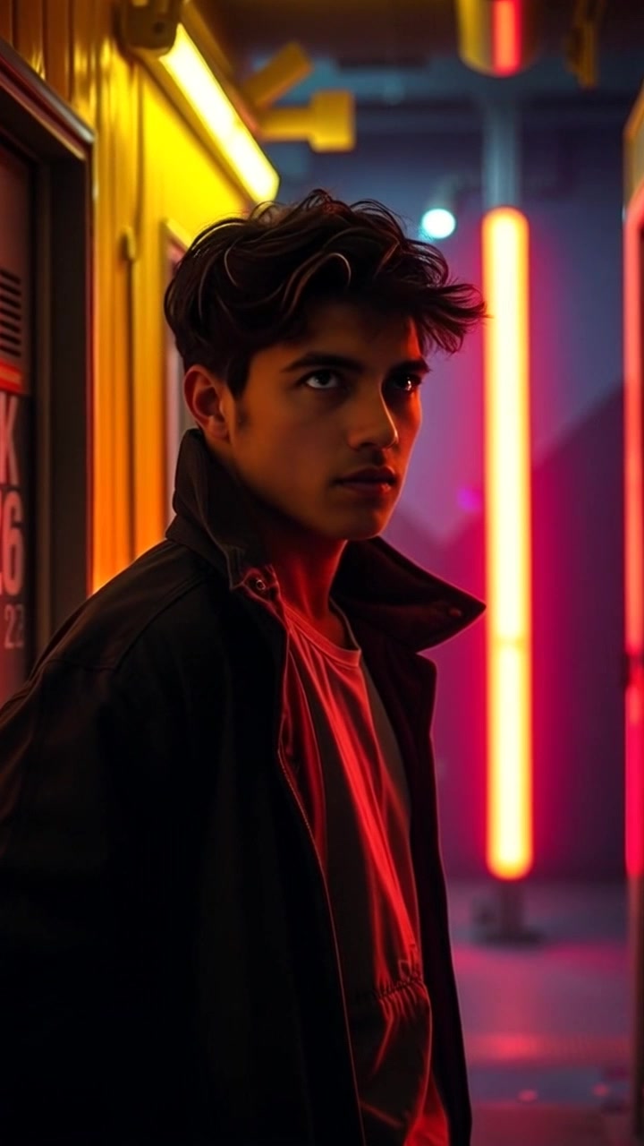 Subject: A person named Mateo. Subject movement: Mateo shifts nervously, glancing up momentarily before looking back down at the floor. Scene: A dimly lit room filled with shadows, creating an atmosphere of tension. Style: Soft, muted lighting accentuates the anxious mood of the scene. Motion: The camera gently pushes in on Mateo's face, capturing the flicker of emotion as he battles his unease.