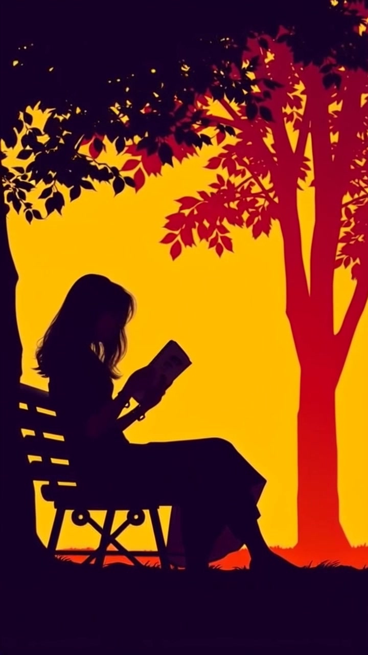 Subject: A person sitting on a park bench, deeply engrossed in a book. Subject movement: The individual shifts slightly to get comfortable, occasionally glancing up with a serene smile. Scene: A vibrant park setting filled with blooming flowers and gentle rustling trees, providing a peaceful backdrop. Lighting: Soft afternoon light filtering through the leaves, creating dappled shadows on the ground. Motion: Camera slowly pans around the bench, capturing the tranquility of the scene while maintaining focus on the reader's calm demeanor.
