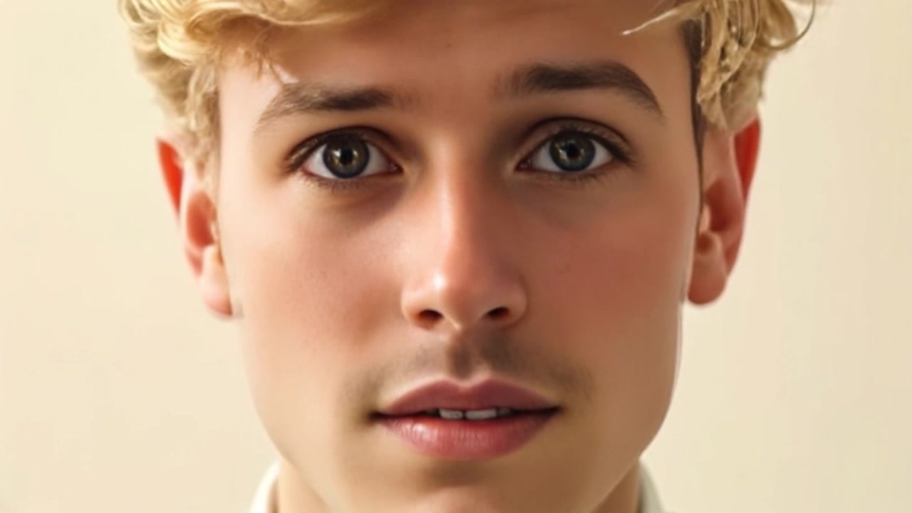 Subject: A person with a determined expression on their face, reflecting a moment of realization. Subject movement: The person's eyes widen as they come to an important understanding. Scene: Close-up of the person's face, with soft focus in the background creating an intimate atmosphere. Style: Warm lighting accentuating the contours of their face, evoking a sense of introspection. Motion: The camera slowly pushes in, capturing the change in expression as emotions shift.
