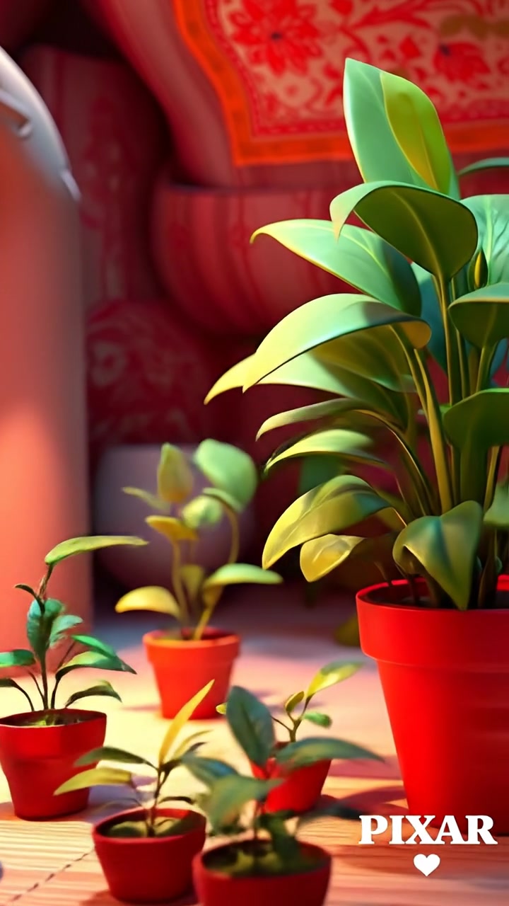 A detailed 3D animation diagram illustrating inheritance traits passed from parent plants to offspring, showcasing vibrant, high-detail botanical elements with smooth camera zoom-in, natural lighting, and a gentle, educational ambiance. The background features a softly blurred garden, and the audio features a calming nature soundscape.