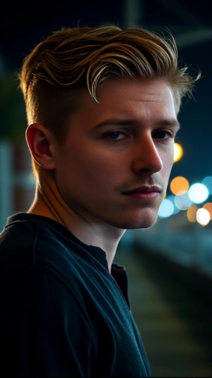 Subject: A person looking into the distance, expressing a mix of determination and sadness. Scene: A serene landscape with rolling hills under a dramatic sky, evoking a sense of longing. Style: Soft, ambient light of an overcast day, enhancing the emotional weight of the moment. Motion: Camera slowly pushes in towards the subject, capturing their contemplative gaze, with the distant hills slightly blurred in the foreground.