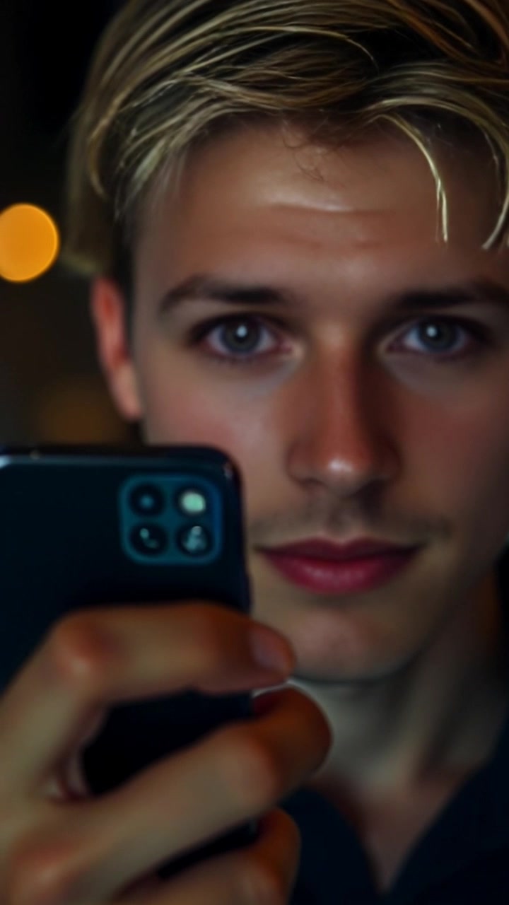 Scene: A close-up of a smartphone screen displaying a caller ID with the number. Style: Ambient lighting with soft reflections on the glass surface, emphasizing the device's sleek design. Motion: The camera slowly pushes in on the phone, creating an intimate focus on the screen as the caller's number glows softly.