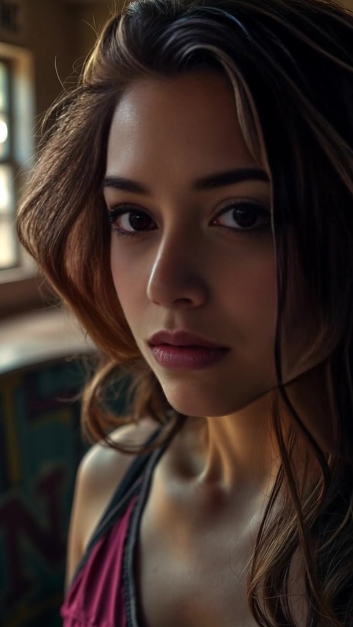 Subject: A close-up of a worried face, illuminated by a faint light. Scene: A dimly lit room, creating an intimate and tense atmosphere as the individual listens intently. Motion: The camera slowly pushes in on the face, capturing the subtle shifts in expression, while ambient light flickers softly, enhancing the mood of concern.