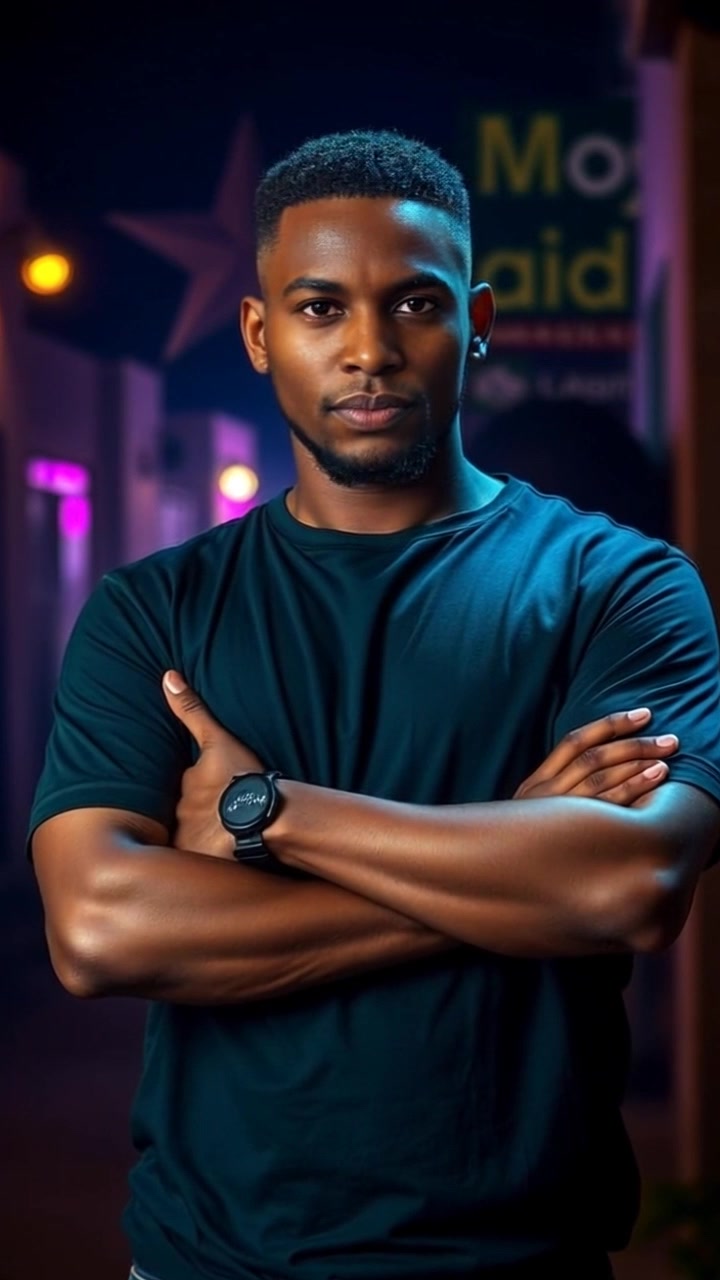 Subject: A person crossing their arms with a skeptical expression, standing confidently. Subject movement: The person shifts their posture slightly, demonstrating confidence in their stance. Scene: A modern urban environment with sleek buildings in the background, giving off a contemporary vibe. Style: Soft afternoon light creating gentle shadows, casting a warm yet critical atmosphere. Motion: The camera performs a slow, dramatic push-in, emphasizing the subject's facial expression and body language, while the city life subtly moves in the background.
