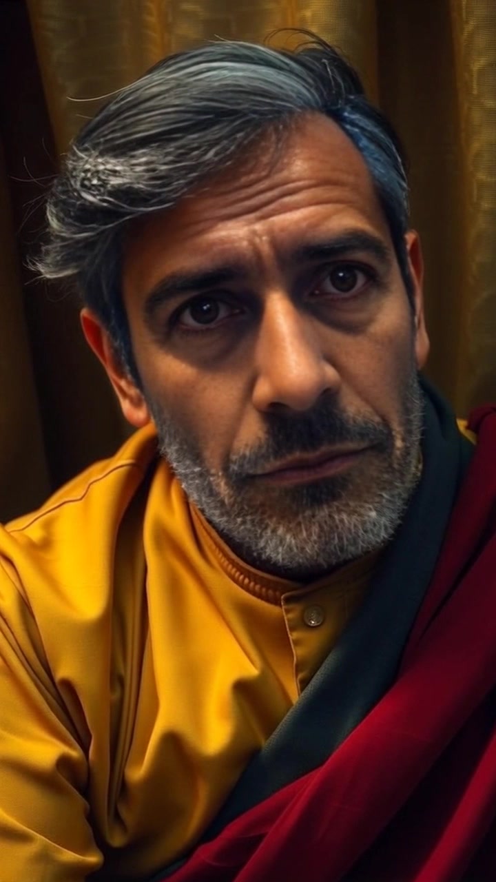 Subject: A person deep in contemplation, with a thoughtful expression indicating realization. Scene: A softly lit room filled with warm colors, with subtle shadows playing across the walls, creating an intimate atmosphere. Motion: The camera slowly pushes in to capture the nuanced emotional change on the person's face, while maintaining a gentle focus on their eyes as they react to the voice, emphasizing the moment's significance.