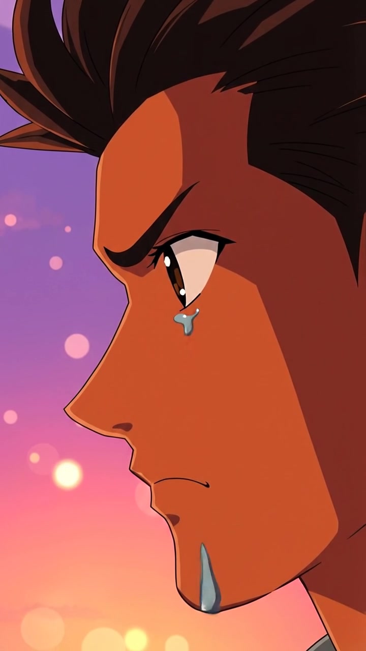The camera closes in on the sweat bead as it slides down their cheek, their face tense with realization. The audio features a quiet ambient hum, sudden drip, and breath-holding silence.