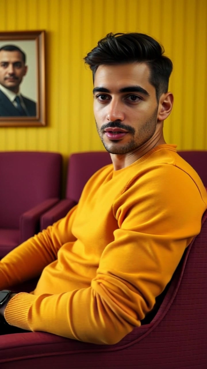 Subject: A person with a contemplative expression, sitting back in a chair while explaining. Subject movement: The individual reclines slightly, gesturing with hands to emphasize points. Scene: A cozy indoor setting with bookshelves and soft lighting in the background. Style: Warm, inviting lighting creating a relaxed atmosphere. Motion: The camera slowly pushes in on the speaker, capturing subtle facial expressions and hand movements as they engage in discussion.