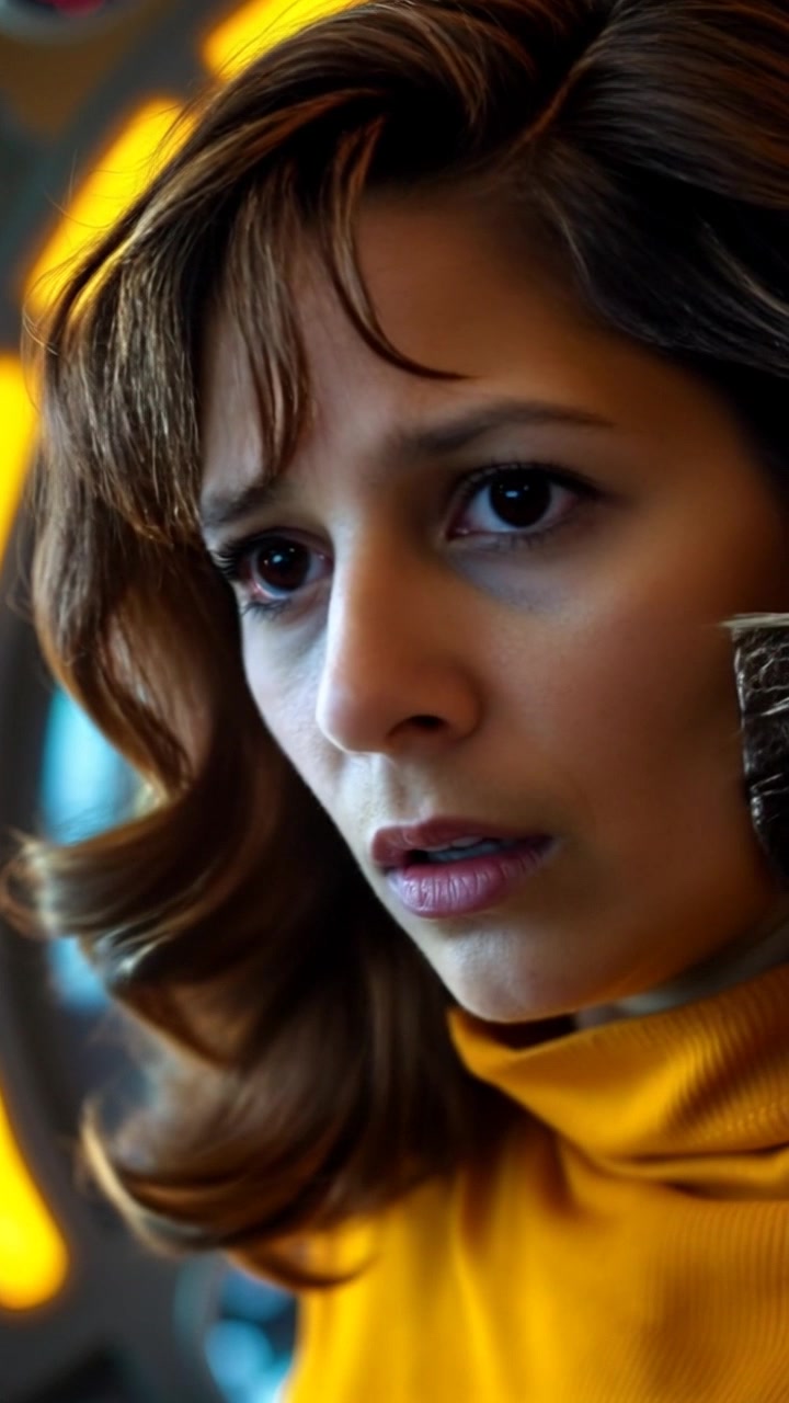Subject: A woman listening intently, her eyes wide with surprise. Subject movement: She slightly tilts her head as she absorbs the information, a subtle shift in expression. Scene: Close-up of the woman's face, framed against a softly blurred background, suggesting a warm, intimate environment. Style: Soft, ambient lighting that highlights her facial features and captures the emotion in her eyes. Motion: The camera gently pushes in for an even tighter close-up, emphasizing her surprised expression as she processes what she's hearing.