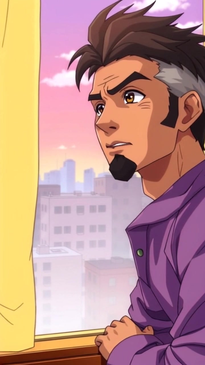 Subject: A pensive individual gazing out a window. Scene: Inside a cozy room with a large window framing a stunning city skyline at dusk. Lighting: Soft, ambient light filtering through the glass, creating warm hues that contrast with the twilight sky. Motion: The camera slowly pushes in, capturing the subject's contemplative expression while gently revealing the vibrant cityscape beyond.