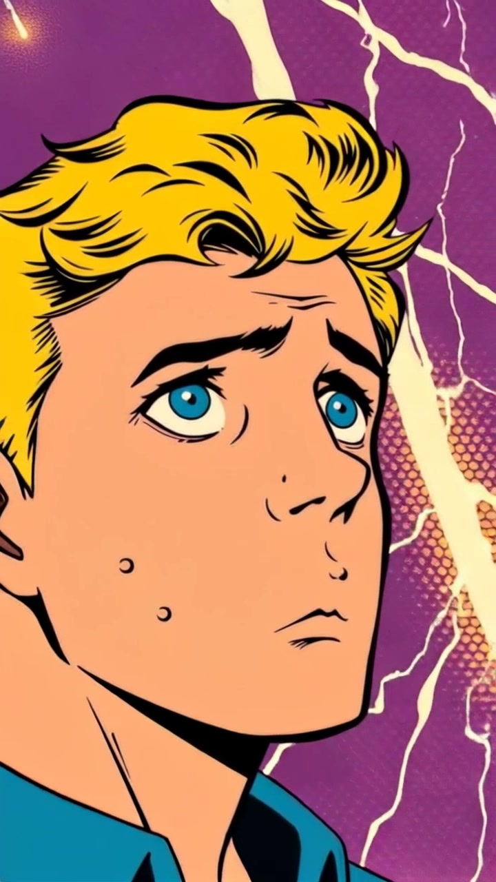 Subject: A man with a concerned expression, gazing upwards at a strange energy in the sky. Scene: Close-up of his face amidst an open landscape under a dramatic, swirling sky filled with vibrant energy patterns. Style: The lighting is moody, illuminated by the ethereal glow from the sky, creating an anxious atmosphere. Motion: The camera slowly zooms in on the man's face, capturing the intensity of his gaze as he reacts to the unbelievable phenomena above.