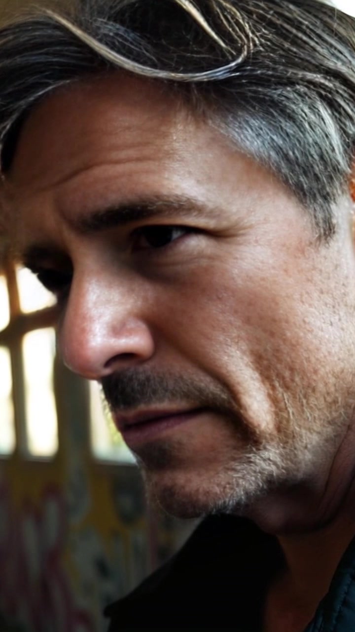 Subject: A person deep in thought. Scene: A close-up of a pensive face, softly illuminated with warm light that accentuates the contours of the face. Motion: The camera gently pushes in, enhancing the intensity of the moment, while the lighting creates a serene and introspective atmosphere.