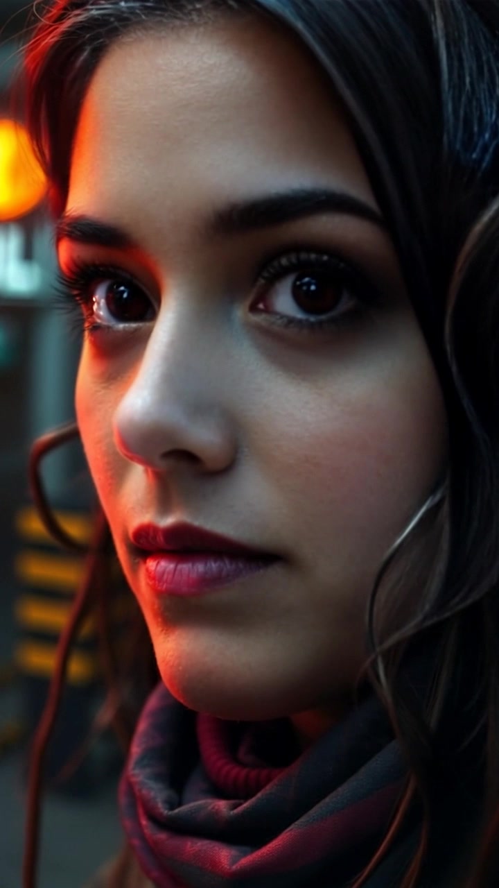 Subject: A close-up of a woman's face, expressions filled with flickers of hope in her eyes. Scene: Subtle background softly blurred, highlighting the emotional intensity of the moment. Style: Ambient lighting enhances the warmth of her skin tone, creating an inviting atmosphere. Motion: The camera gently pushes in, capturing the nuances of her expressions as a soft glow envelops her, accentuating the hopeful gleam in her eyes.
