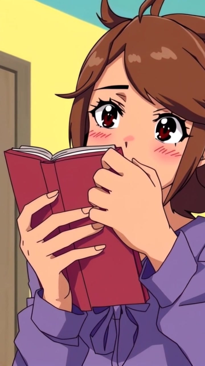Scene: A close-up of hands gripping a book tightly, highlighting the tension of an internal dilemma. Style: Soft, diffused lighting creating a warm, contemplative atmosphere. Motion: The camera gently pushes in on the hands, capturing the slight trembling of fingers as they turn the pages, reflecting the intensity of the moment.