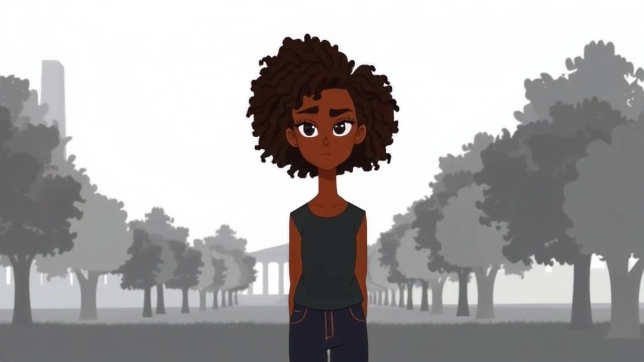 Scene: A serene park with lush greenery, soft grass underfoot, and a gentle breeze rustling through the leaves. Style: Soft, diffused lighting during the golden hour, creating an inviting and reflective atmosphere. Motion: The camera slowly pushes in towards Philo, capturing the subtle nuances of his contemplative expression as he gazes out over the tranquil park.