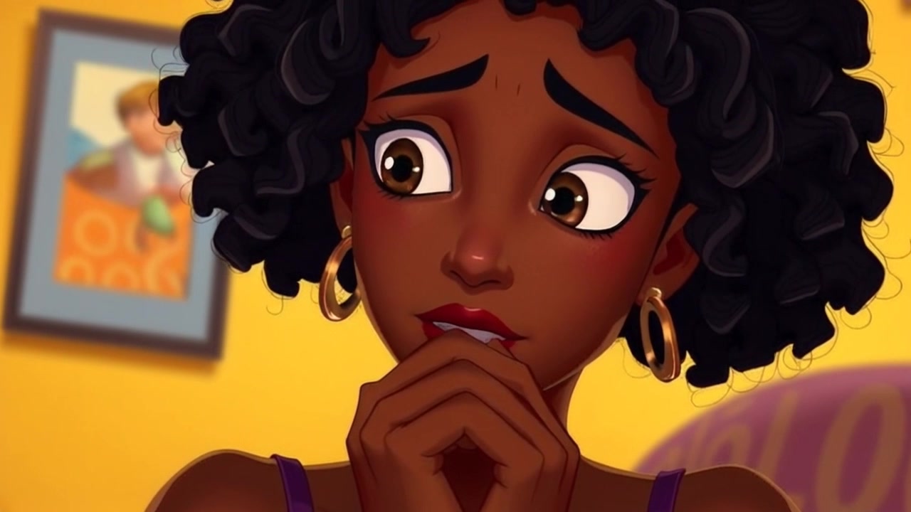 Subject: A young woman looking slightly anxious. Subject movement: She shifts her gaze side to side, her hands still clasping together in front of her. Scene: Intimate close-up of the woman's face, showcasing subtle expressions of concern. Style: Soft, gentle lighting that emphasizes her features, creating a warm yet tense atmosphere. Motion: The camera slowly zooms in to capture the depth of her emotions, focusing on her eyes and hands while surrounding elements blur out softly.
