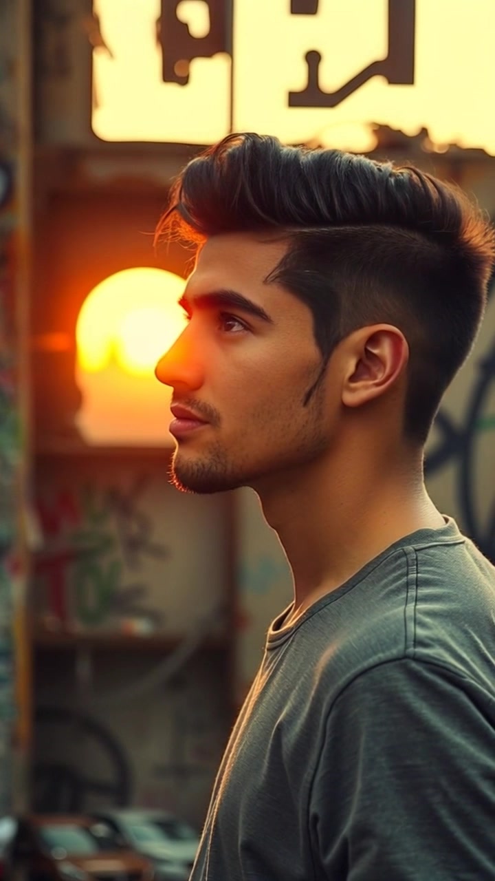 Subject: A contemplative individual gazing at the horizon. Subject movement: Slowly turning their head, reflecting on the day's challenges. Scene: A breathtaking sunset against the backdrop of a serene landscape. Style: Warm sunset lighting casting soft shadows, creating an inviting atmosphere. Motion: The camera performs a gentle push in towards the individual, narrowing the focus on their reflective expression as the sun dips lower in the sky.