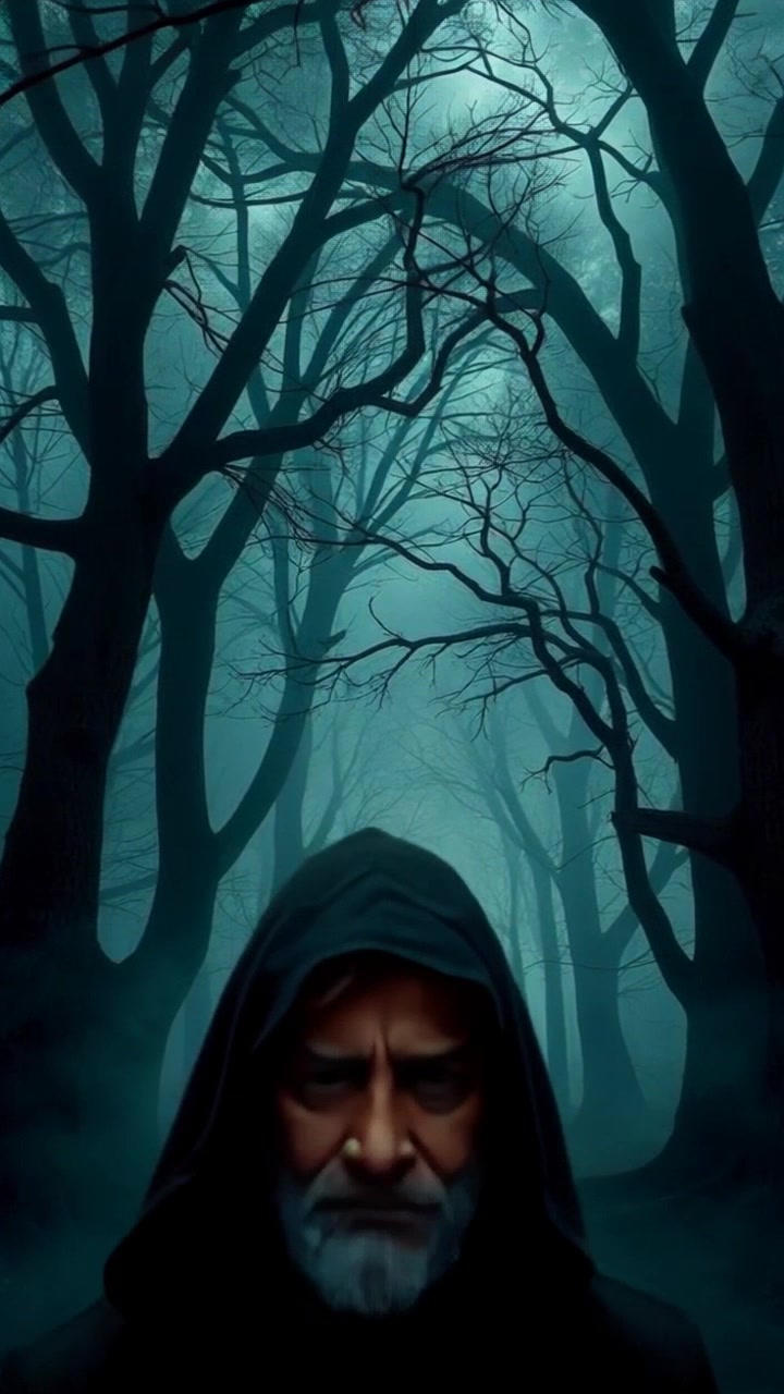 Scene: A shadowy figure in a misty grove, surrounded by towering trees, creates an air of mystery. Style: Soft, diffused lighting enhances the ethereal quality of the mist, with dappled shadows from the branches above. Motion: The camera slowly glides forward through the grove, revealing the silhouette of the figure emerging from the mist, creating a captivating sense of depth and intrigue.