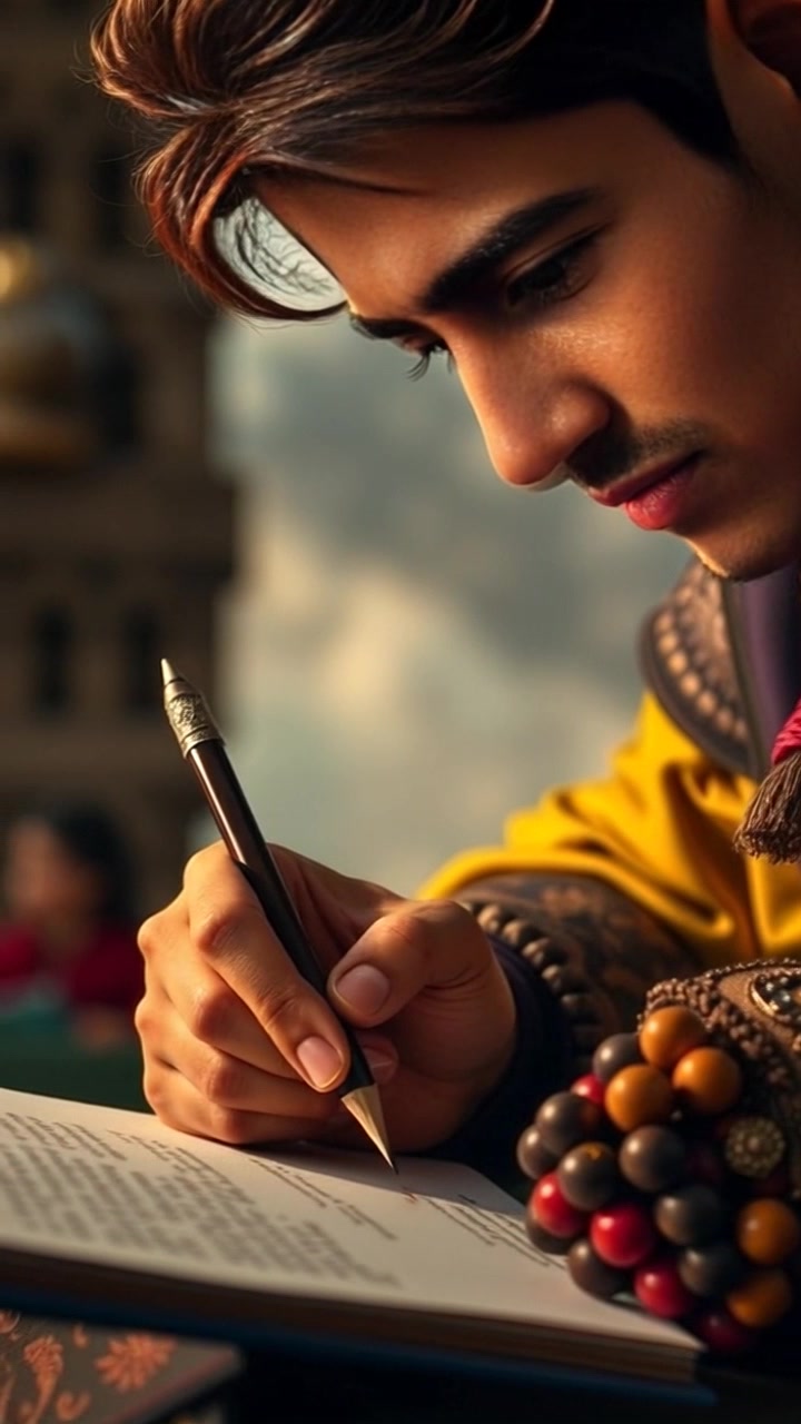 Scene: Close-up shot of hands poised with a pencil above a blank piece of paper, ready to write. Style: Soft, natural lighting creating a calm and focused atmosphere. Motion: Camera pushes in slightly to capture the intense concentration in the hands as they prepare to begin writing.