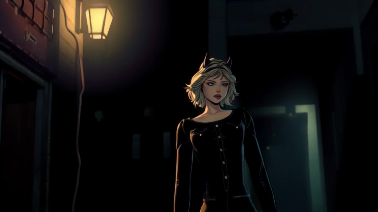 Subject: A person walking through a dark alley, illuminated by a faint streetlight. Subject movement: The person strides cautiously, the sound of footsteps echoing off the alley walls. Scene: A narrow and shadowy alleyway, with brick walls on either side, a single streetlight casting a soft glow. Style: Moody and atmospheric with a hint of tension, the deep shadows contrasting with the warm light. Motion: The camera follows closely behind, capturing the figure's movement in a smooth tracking shot as they navigate through the dimly lit space.