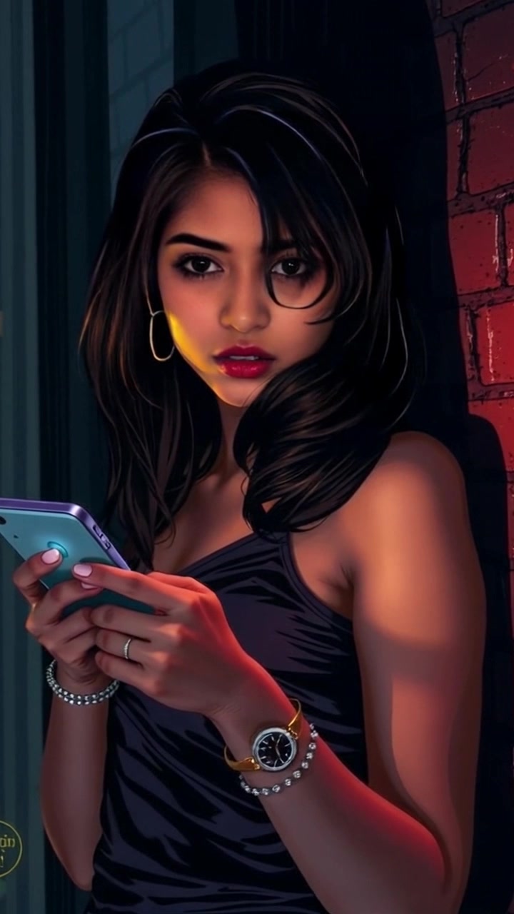 Subject: A person holding a phone with a flashlight. Subject movement: The person shifts their stance slightly as they illuminate a dark corner of the room with the phone's light. Scene: A dimly lit room with shadows lurking in the corners, revealing hints of furniture and decor as the phone's beam sweeps across. Style: Moody and atmospheric lighting, with a focus on contrast between light and shadow. Motion: Close-up shot of the phone's light source as it scans the corners, the camera gently pushing in to capture the person's expression of curiosity and slight apprehension.