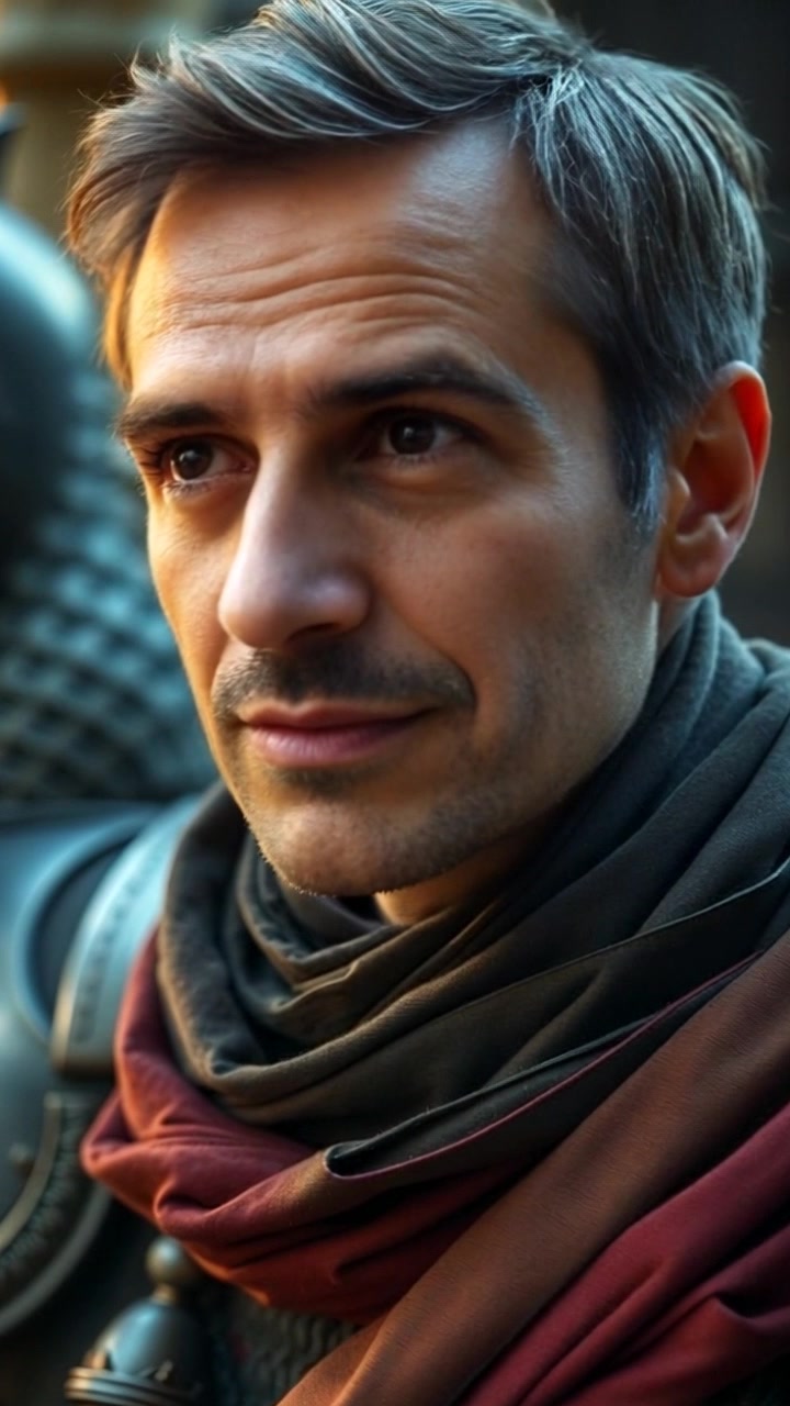 Subject: A young man named Omar, looking thoughtfully with a subtle smile. Scene: Close-up of Omar surrounded by a soft-focus background that suggests a serene atmosphere. Style: Ambient lighting with soft diffusions that enhance the warmth of his expression. Motion: The camera gently pushes in, capturing every nuance of his expression while subtly shifting focus to the softly blurred background, evoking a calm and introspective mood.