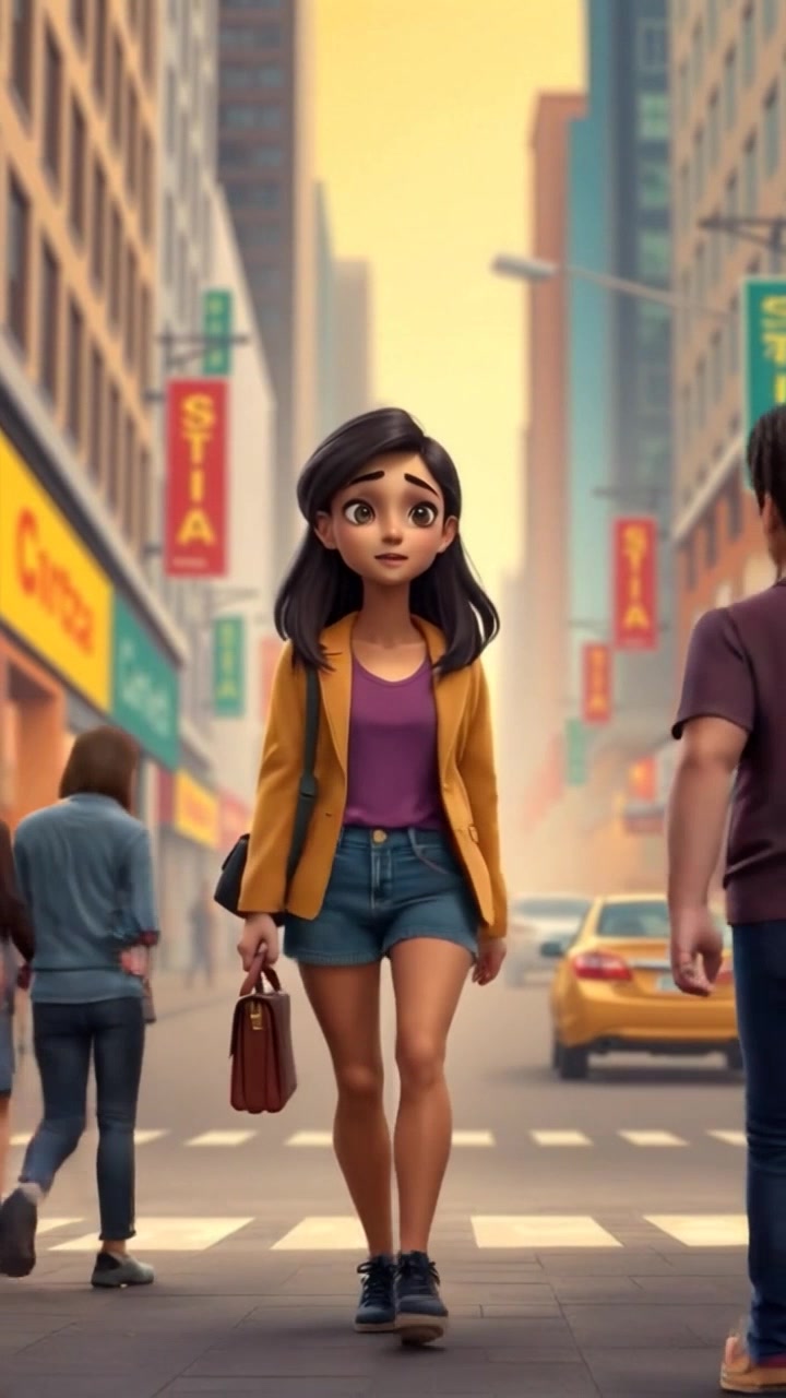 Subject: A determined individual walking purposefully through a bustling city street. Subject movement: The individual strides confidently, navigating the crowd with focus. Scene: A vibrant urban setting filled with pedestrians and city life, skyscrapers lining the street, and storefronts in the background. Style: Afternoon sunlight casts energetic shadows, illuminating the scene with a warm, bustling atmosphere. Motion: Camera follows closely, tracking alongside the subject as they weave through the crowd, capturing the dynamic essence of city life.