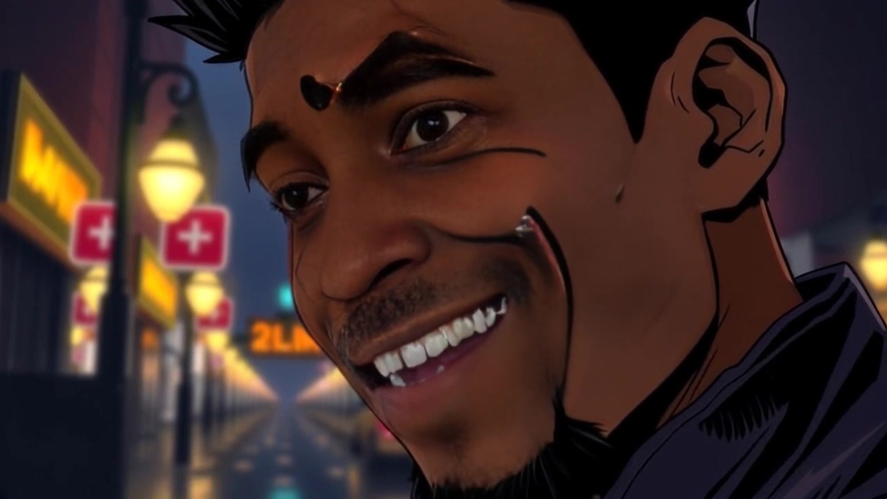 Subject: A young man with a cocky grin on his face, exuding confidence as he boasts about his cleverness. Subject movement: The young man leans slightly forward, emphasizing his expression and creating an engaging dynamic. Scene: A lively urban street backdrop filled with vibrant colors and people going about their day. Style: Bright, natural lighting that highlights his features and adds energy to the scene. Motion: The camera performs a slow dolly in towards his face, capturing the nuances of his smile while blurring the bustling background slightly to keep the focus on him.