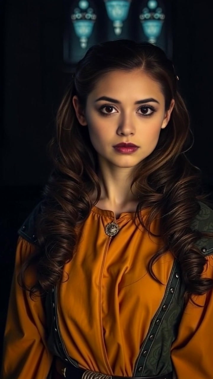 Subject: A young individual, visibly anxious, standing in a dimly lit room with wide eyes. Scene: Dark, atmospheric room with shadows enveloping the corners, creating a sense of foreboding. Style: Moody, low light with stark contrasts emphasizing the subject's expression. Motion: The camera slowly zooms in on the individual's face, capturing the tension in their expression, as small, nervous movements occur while they fidget in place.