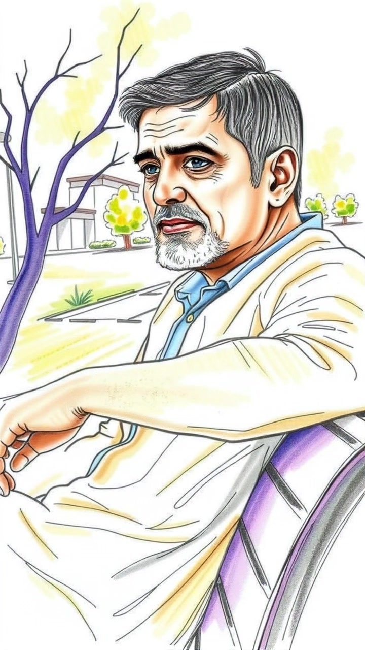 Subject: A person sitting on a bench, appearing contemplative, as they gaze into the distance at a vibrant park. Scene: A peaceful park setting, lush greenery surrounding the bench, dotted with colorful flowers under a bright blue sky. Style: Warm, inviting sunlight streaming through the leaves, casting gentle shadows. Motion: Camera slowly pushes in to capture the person's thoughtful expression, then pans to reveal the beautiful scenery in the background.