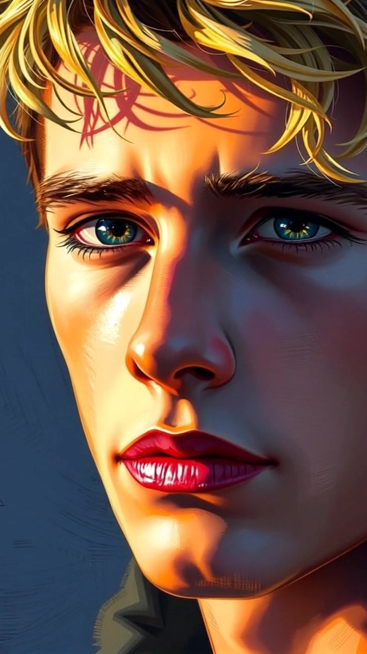 Subject: A contemplative face with a faint reflection of golden light in the eyes. Subject movement: The face shifts subtly as the eyes gradually gaze upwards, deep in thought. Scene: A close-up of the subject's face set against a softly blurred background that hints at an intimate setting. Style: Warm ambient light enveloping the scene, creating a serene atmosphere. Motion: The camera gently pushes in, focusing on the nuance of the subject's expression, capturing the interplay of light and emotion.