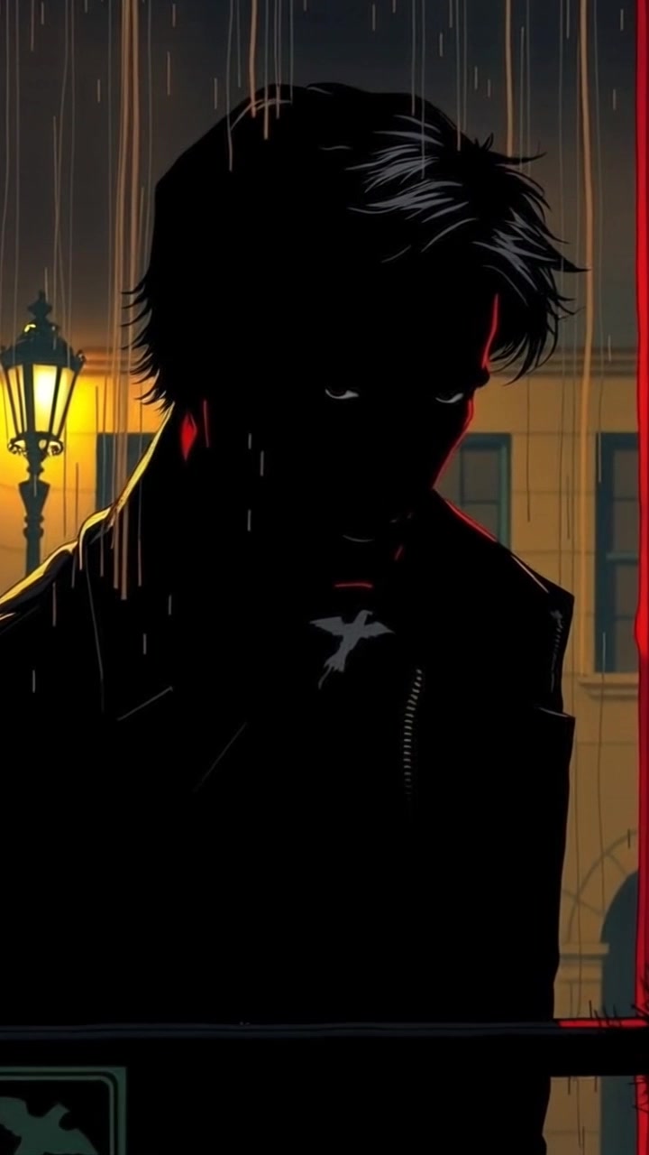 Scene: A darkened room with an ominous shadowy figure visible through a frosted window, creating a menacing silhouette. Style: Low-key lighting enhances the tension of the scene, emphasizing shadows and contrasts. Motion: The camera performs a slow, suspenseful dolly-in towards the window, gradually revealing more of the figure's outline as it looms ominously.
