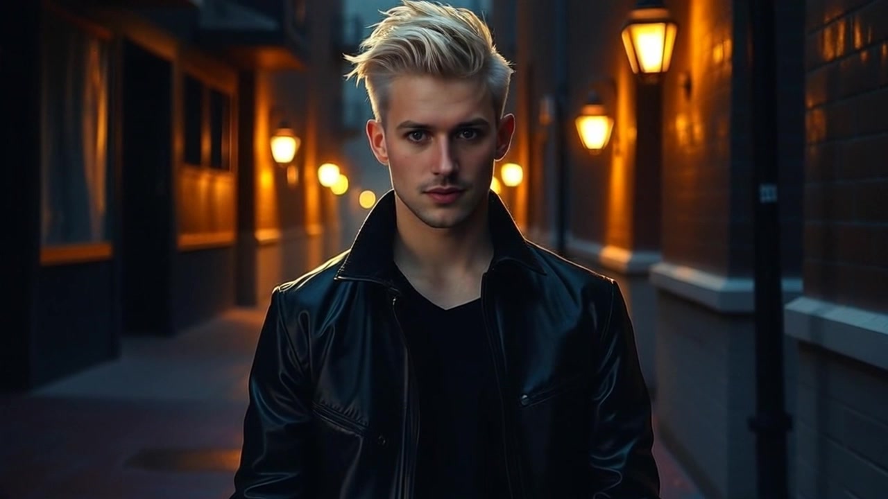 Subject: A lone figure standing still in a dimly lit alley. Scene: Shadows creep in from both sides, enhancing a sense of danger and isolation. Style: Low-key, moody lighting casting deep shadows and contrasted highlights. Motion: The camera slowly pushes in on the figure, intensifying the foreboding atmosphere as shadows slowly envelop the scene.