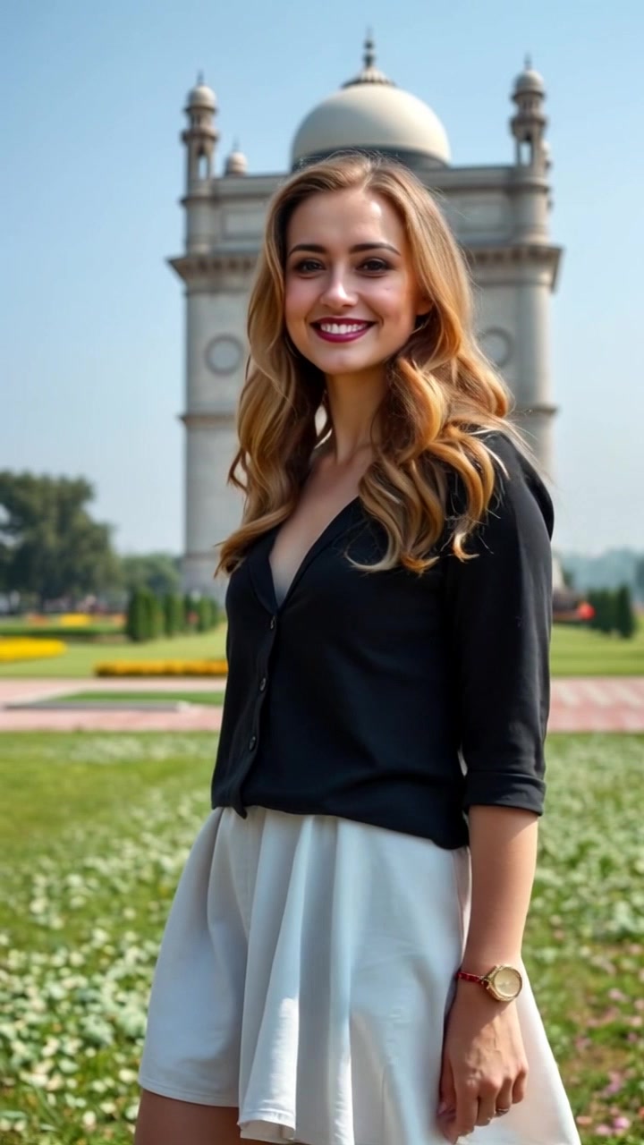 A Russian Girl Enjoying a Burger at Minar-e-Pakistan