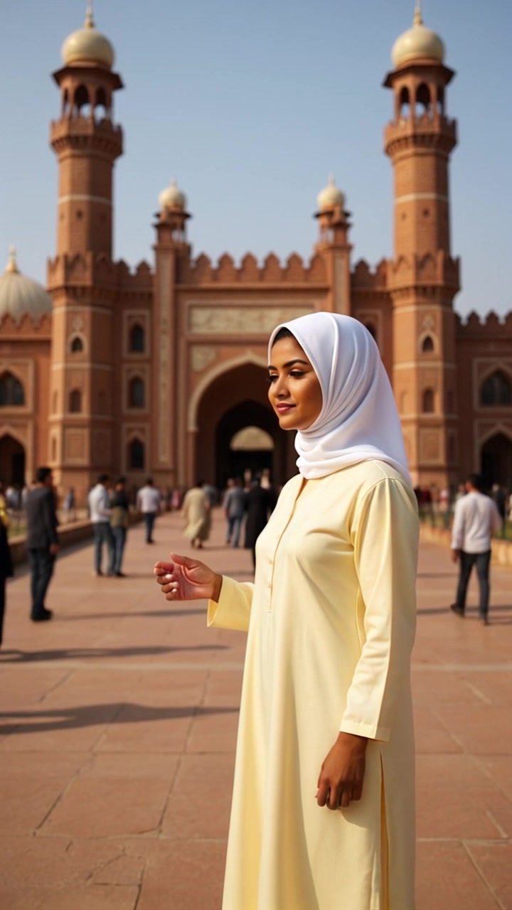 ایک لڑکی بادشاہی مسجد میں