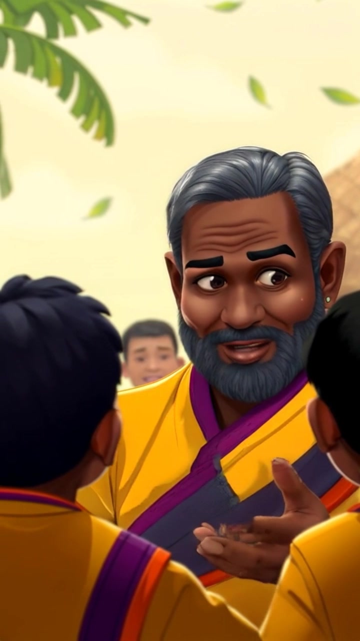 Subject: Kwame passionately addressing a group of villagers in a community meeting, radiating enthusiasm. Subject movement: Kwame gesticulates animatedly as he shares his vision. Scene: Vibrant outdoor community meeting with villagers gathered around, seated on benches and the greenery surrounding them. Style: Bright, natural lighting highlighting the faces of the villagers and Kwame's expressive features. Motion: A dynamic handheld camera tracking shot moves through the crowd, capturing the energy and engagement of the villagers as their faces respond to Kwame's speech.