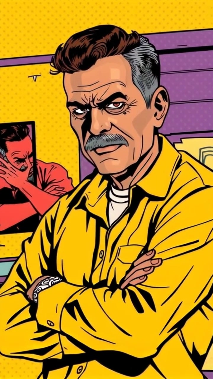 Subject: A person visibly annoyed, shaking their head while standing with arms crossed. Scene: An office environment with modern decor, reflecting a tense atmosphere. Style: Bright overhead lighting illuminating the space, casting subtle shadows. Motion: Camera pushes in slowly to capture the person's expressions and gestures, enhancing the feeling of frustration.