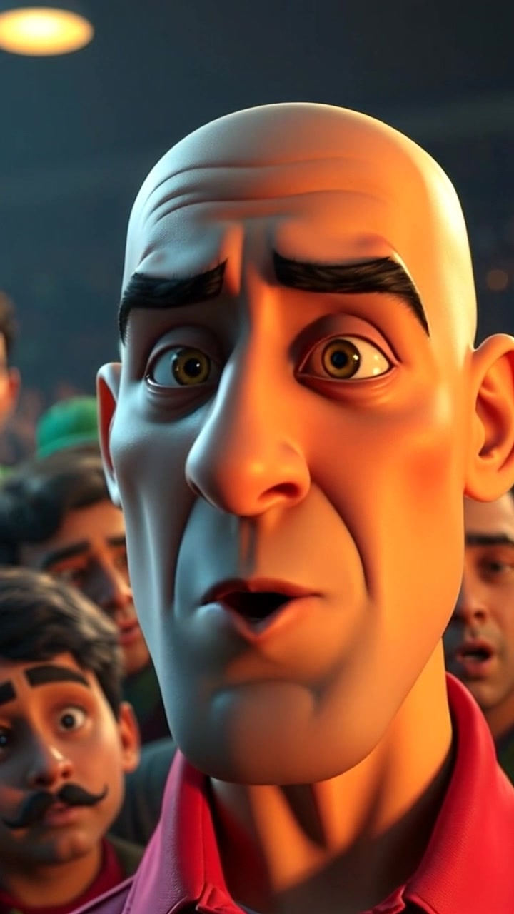 Scene: A close-up of a person's face exuding arrogance, set against a backdrop of a tense, disapproving crowd. Style: Dimly lit atmosphere highlighting the individual's confident expression, contrasting with the concerned faces in the crowd. Motion: The camera slowly zooms in on the confident individual, while the background crowd shifts subtly, revealing their agitation and whispers.