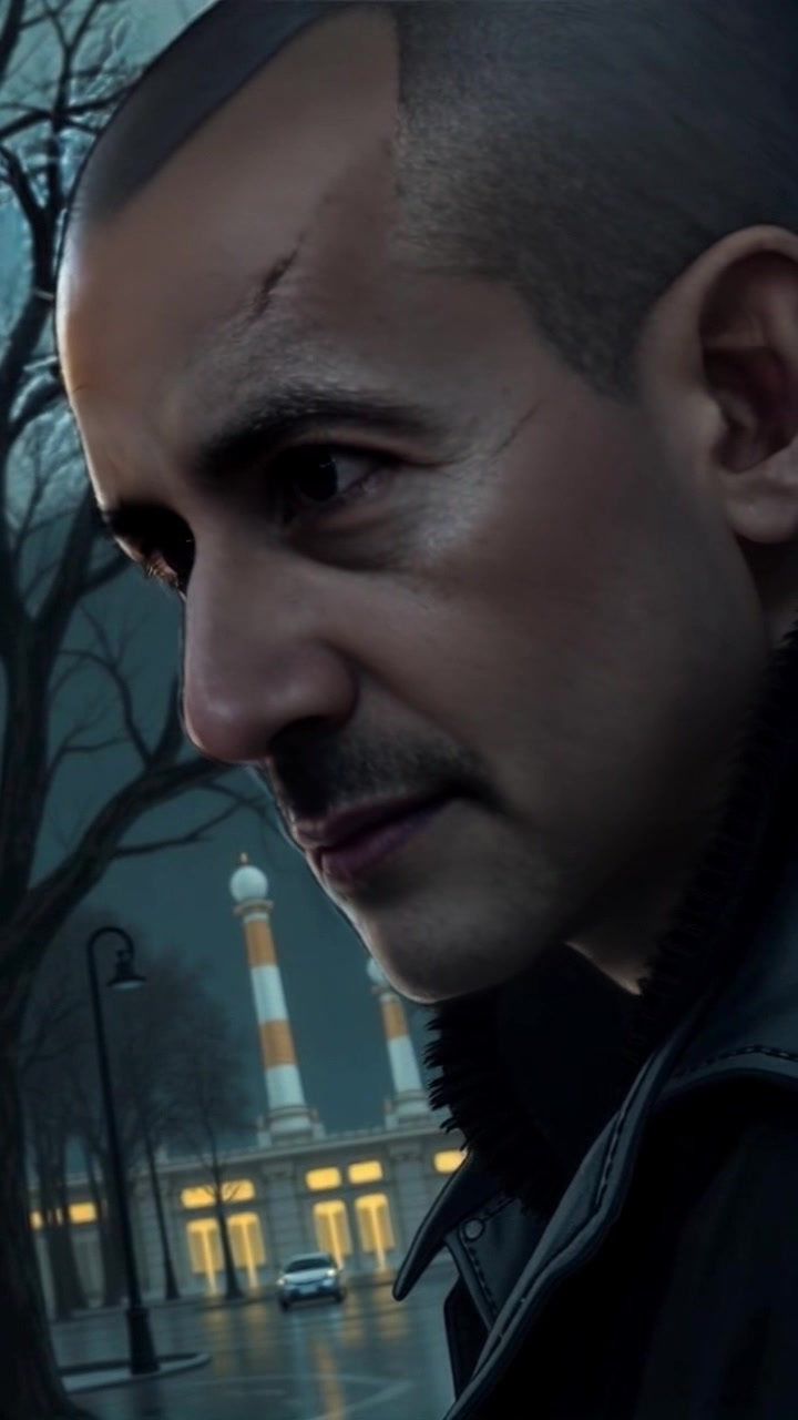 Subject: A contemplative individual lost in thought. Scene: Close-up of a person's face with trees softly blurred in the background. Style: Soft, ambient lighting filtering through the leaves, creating a tranquil and reflective atmosphere. Motion: The camera gradually pulls back to reveal more of the surrounding serene environment, gently transitioning from the intimate close-up to a wider view of the peaceful scene.