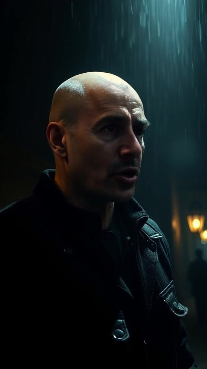 Scene: A dimly lit room where shadows mingle ominously, suggesting the presence of an unseen figure speaking with intensity. Style: Low lighting creates a moody atmosphere, adding depth to the shadows and highlighting subtle textures within the space. Motion: The camera subtly dolly in to capture the tension in the room, focusing on the eerie shadows as they shift in response to the figure's unseen presence.
