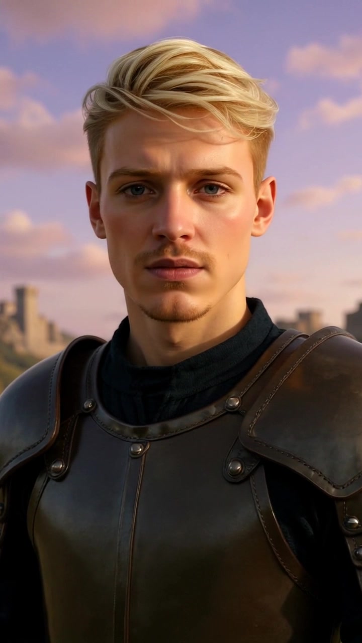 Scene: A close-up of a serious expression of an individual, with a dynamic sky filled with swirling clouds in the background. Style: The lighting is dramatic, casting strong contrasts that emphasize the emotional depth on the subject's face. Motion: The camera slowly zooms in on the face, revealing subtle shifts in expression, while the clouds dramatically move behind, enhancing the intensity of the moment.