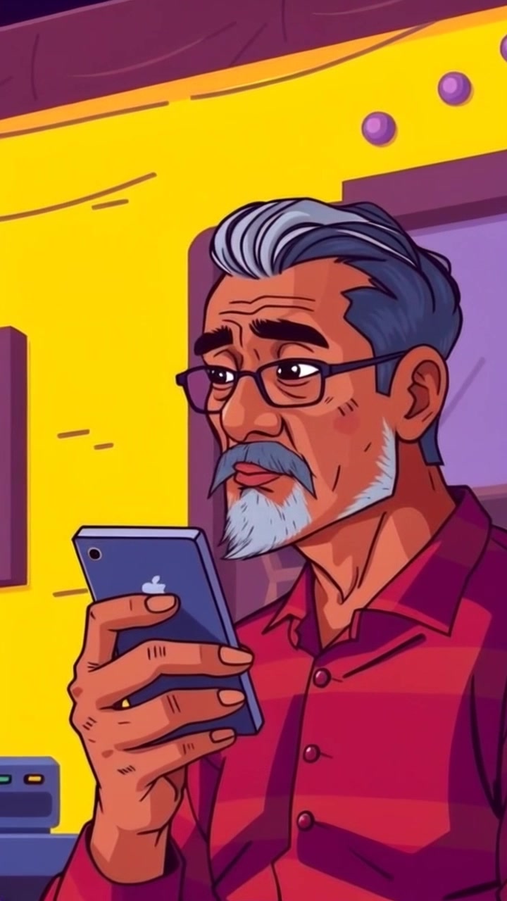 Subject: A person focused intently on their smartphone screen. Scene: A cozy indoor space, with soft furnishings and ambient lighting reflecting a serene atmosphere. Motion: Camera moves in smoothly to create a close-up of the subject's concentrated expression, highlighting the glow of the phone screen on their face in warm, inviting light.