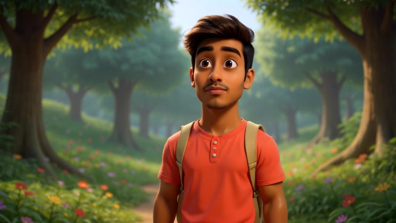 Teenager Pursuing Lion in the Jungle