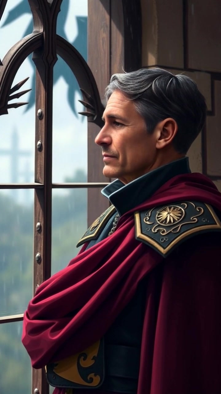 Subject: A person gazing pensively out a window onto a rainy day. Scene: A cozy indoor setting, accentuated by the gentle patter of raindrops against the glass, with blurred street scenery visible outside. Style: Soft, diffused lighting creating a warm atmosphere amidst the cool tones of the rain, casting wistful reflections. Motion: The camera slowly pushes in, capturing the subtle shifts in the subject's expression as thoughts churn, while raindrops trickle down the window.