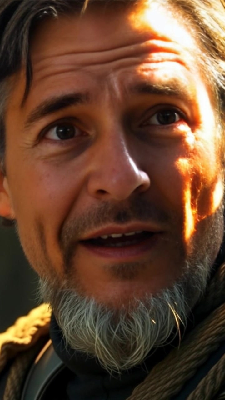 Subject: A person with a surprised expression, eyes wide open. Scene: Close-up shot of the person's face, illuminated by bright light revealing intricate details and textures of their features. Motion: The camera slowly pushes in for an intimate perspective, capturing the intensity of the surprise in their eyes. Lighting: Bright, dramatic lighting accentuating facial contours. Atmosphere: Tense and intriguing, drawing viewers into the moment.
