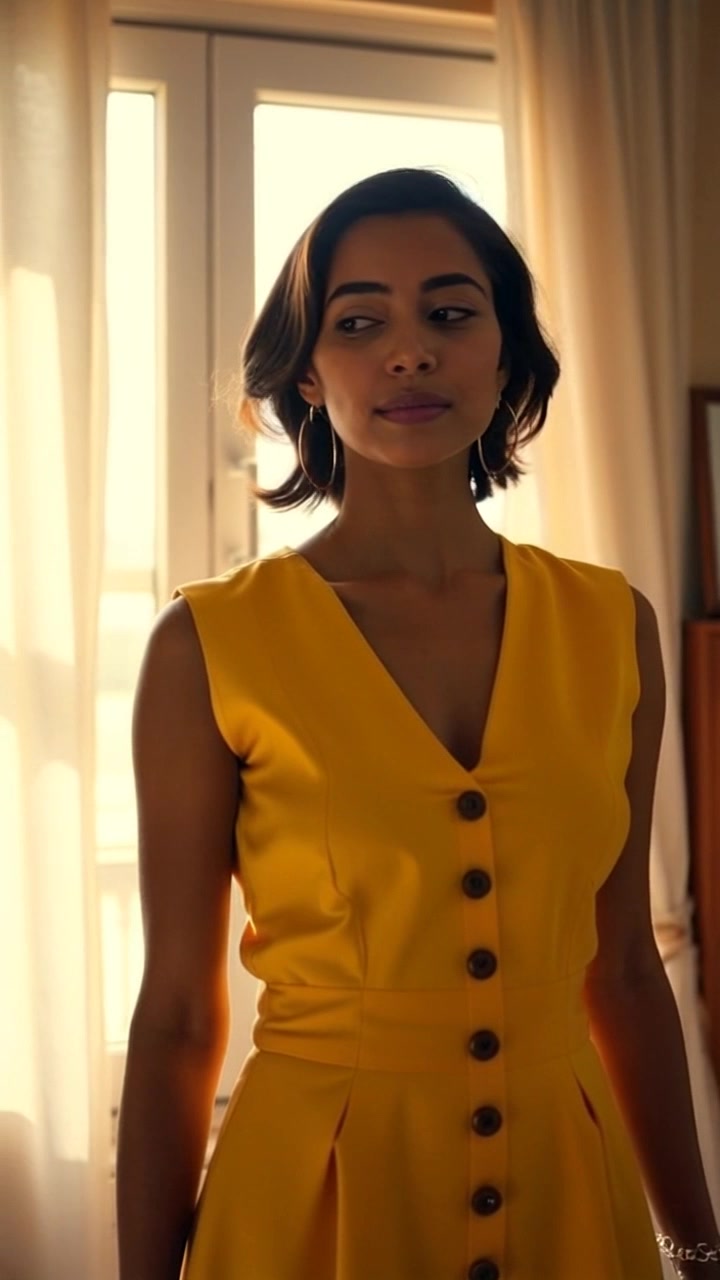Subject: A person gazing intently out of a sunlit window, radiating confidence. Subject movement: The individual stands steadily, exuding determination while maintaining a poised posture. Scene: A bright, airy room filled with sunlight streaming through large windows, illuminating the surroundings and casting soft shadows across the floor. Style: Warm, natural lighting creates an inviting atmosphere. Motion: The camera performs a subtle push-in towards the individual, capturing their thoughtful expression as they survey the view beyond the glass, enhancing the intensity of the moment.