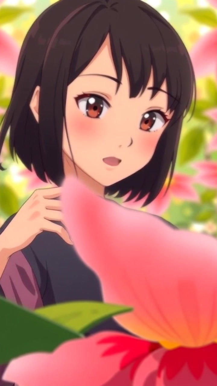 Scene: A delicate flower petal in soft-focus, responding gracefully to a gentle touch. Style: Ambient lighting with soft bokeh effects highlighting the texture of the petal. Motion: Camera performs a slow, intimate push-in shot, capturing the petal's subtle movements as it bends slightly under the touch.