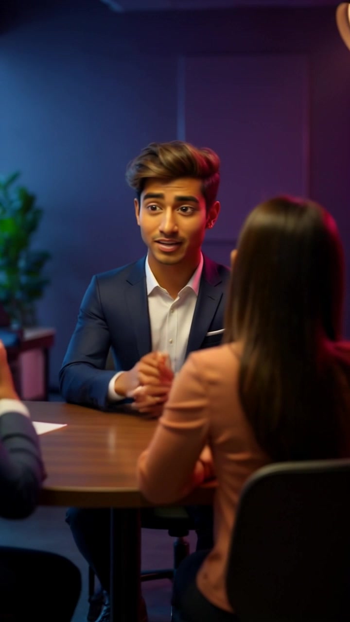 Scene: A modern meeting room filled with colleagues engaged in a lively discussion around a large table. Style: Bright, fluorescent lighting illuminating the space, creating an open and collaborative atmosphere. Motion: Camera moves in a dynamic handheld tracking shot, weaving between the participants as they animate their ideas, capturing facial expressions and gestures.