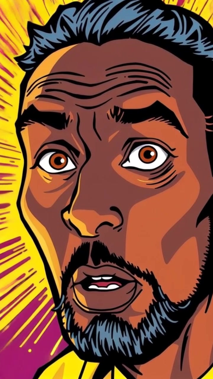 Scene: A close-up of a surprised face illuminated by a halo of glowing lights, creating a vibrant and dynamic atmosphere. Style: Bright, colorful lighting enhances the feeling of wonder and excitement. Motion: The camera smoothly pushes in towards the face, capturing the intensity of the expression while the glowing lights pulse rhythmically, enhancing the mood of surprise.