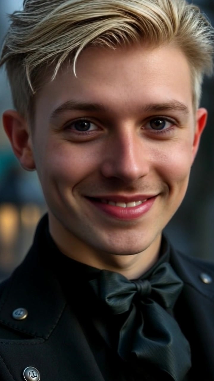 Scene: A close-up of a person with a friendly smile, exuding charm and approachability. Style: Soft, flattering lighting highlighting the person's features, with a warm and inviting tone. Motion: Camera gently moves in for an intimate close-up, emphasizing the smile and capturing the essence of a warm interaction.